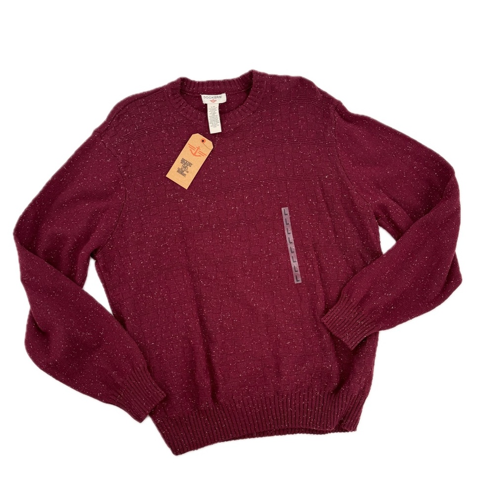 Dockers Textured Checkerboard Pattern Burgundy Sweater, Men's Size Large, NWT - Picture 16 of 16